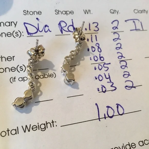 Vintage Kay’s 14k White Gold Diamond Journey Earrings, 1-Carat Total, & Certific - Picture 13 of 14
